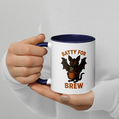 Batty for Brew Color Interior Mug – Halloween Coffee Cup (11oz, 15oz, Multiple Color Options)