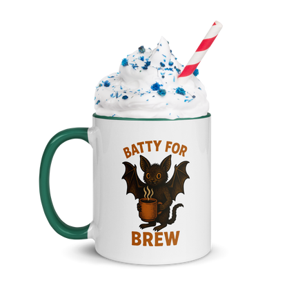 Batty for Brew Color Interior Mug – Halloween Coffee Cup (11oz, 15oz, Multiple Color Options)