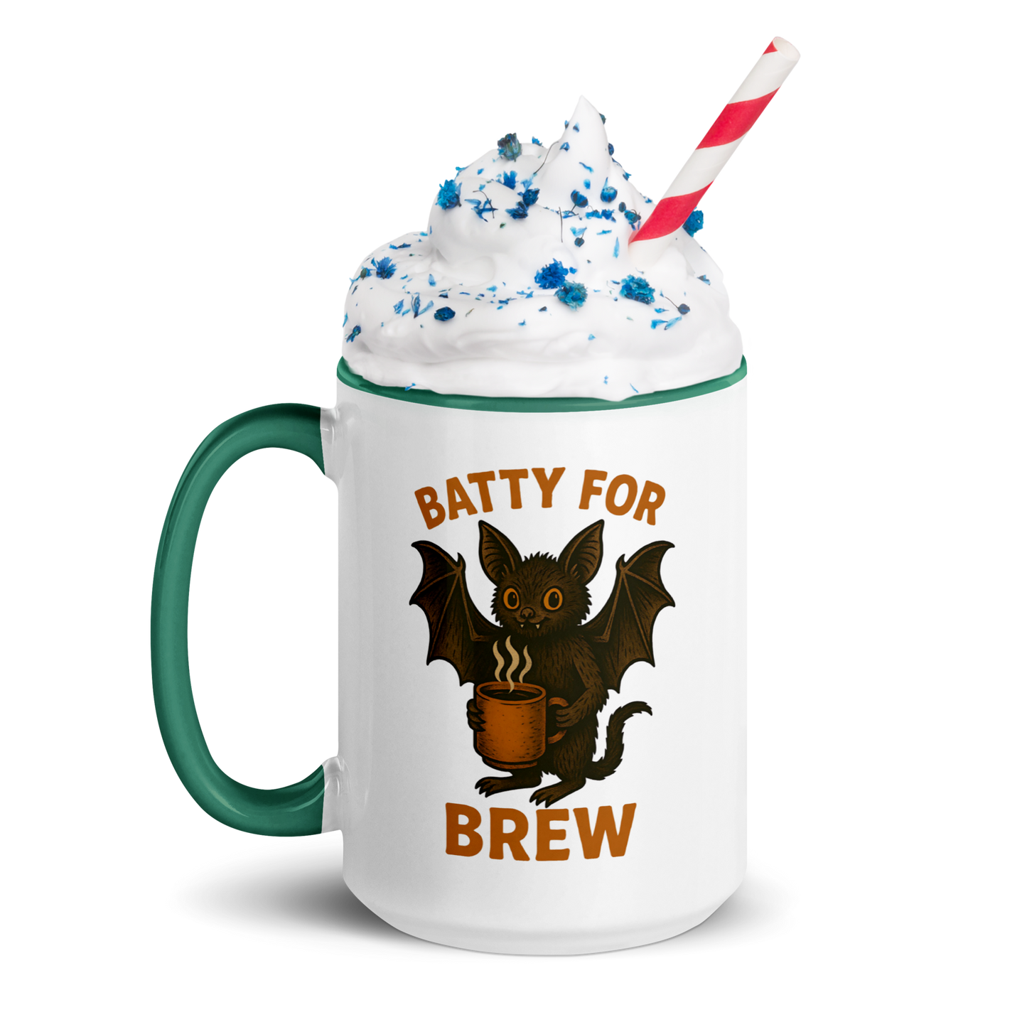 Batty for Brew Color Interior Mug – Halloween Coffee Cup (11oz, 15oz, Multiple Color Options)