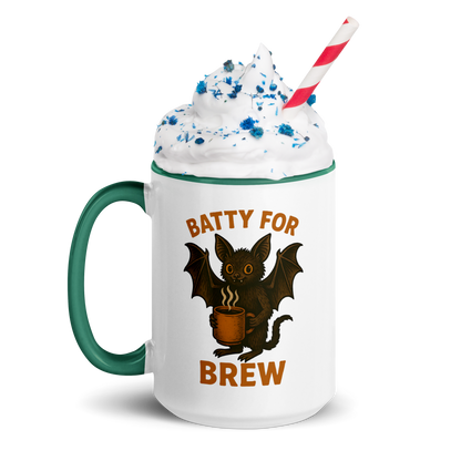 Batty for Brew Color Interior Mug – Halloween Coffee Cup (11oz, 15oz, Multiple Color Options)