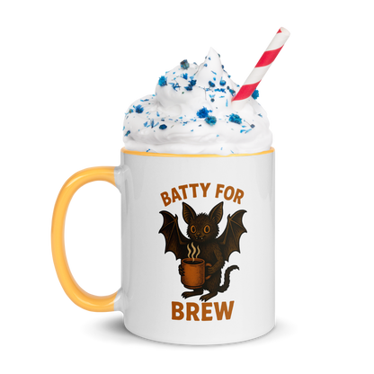 Batty for Brew Color Interior Mug – Halloween Coffee Cup (11oz, 15oz, Multiple Color Options)
