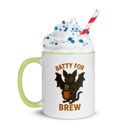 Batty for Brew Color Interior Mug – Halloween Coffee Cup (11oz, 15oz, Multiple Color Options)