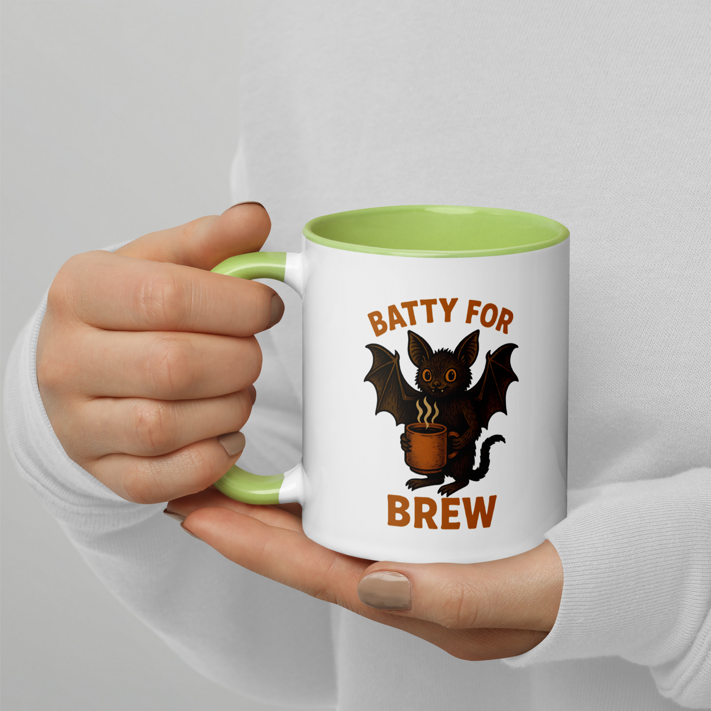 Batty for Brew Color Interior Mug – Halloween Coffee Cup (11oz, 15oz, Multiple Color Options)