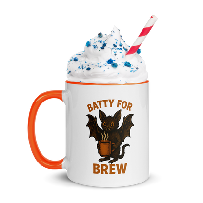 Batty for Brew Color Interior Mug – Halloween Coffee Cup (11oz, 15oz, Multiple Color Options)