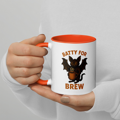 Batty for Brew Color Interior Mug – Halloween Coffee Cup (11oz, 15oz, Multiple Color Options)