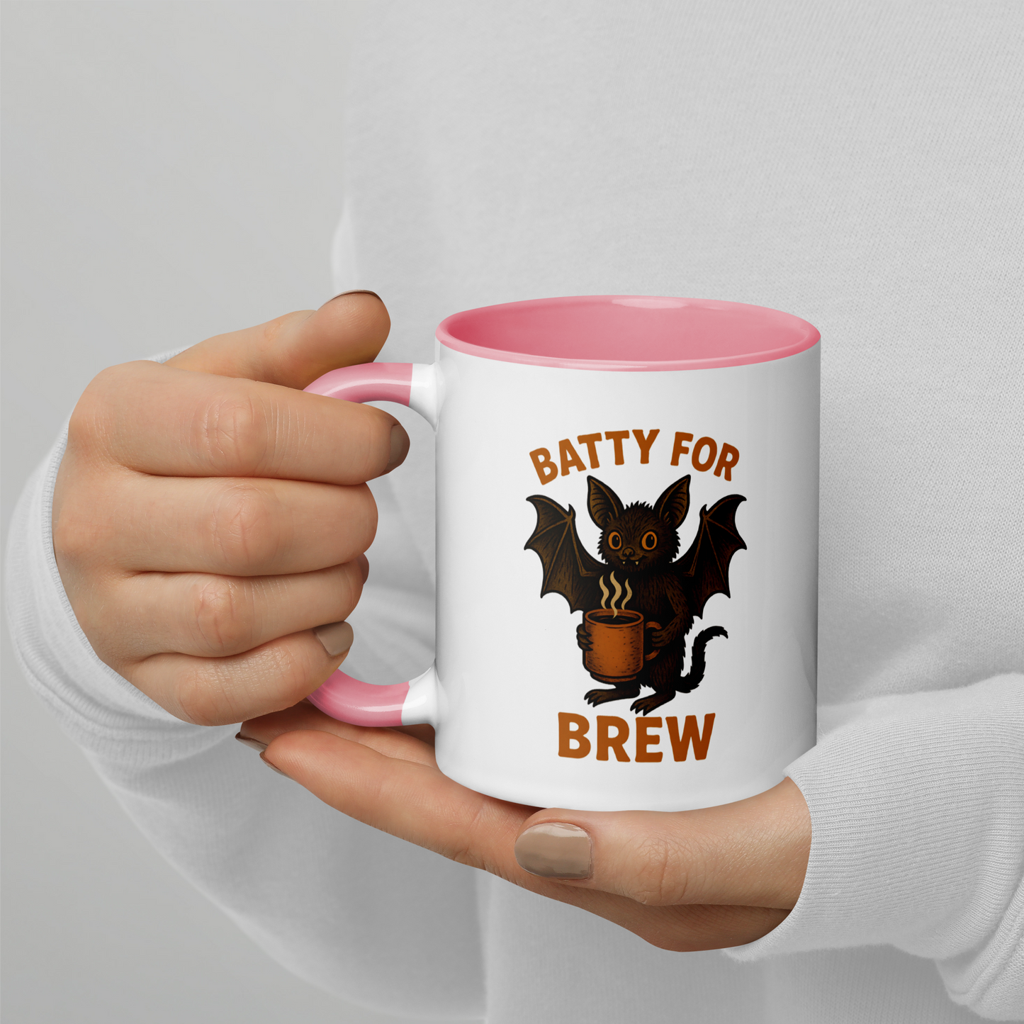 Batty for Brew Color Interior Mug – Halloween Coffee Cup (11oz, 15oz, Multiple Color Options)