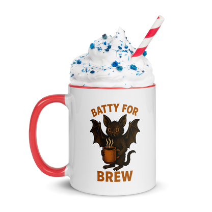 Batty for Brew Color Interior Mug – Halloween Coffee Cup (11oz, 15oz, Multiple Color Options)