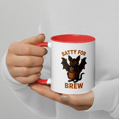 Batty for Brew Color Interior Mug – Halloween Coffee Cup (11oz, 15oz, Multiple Color Options)