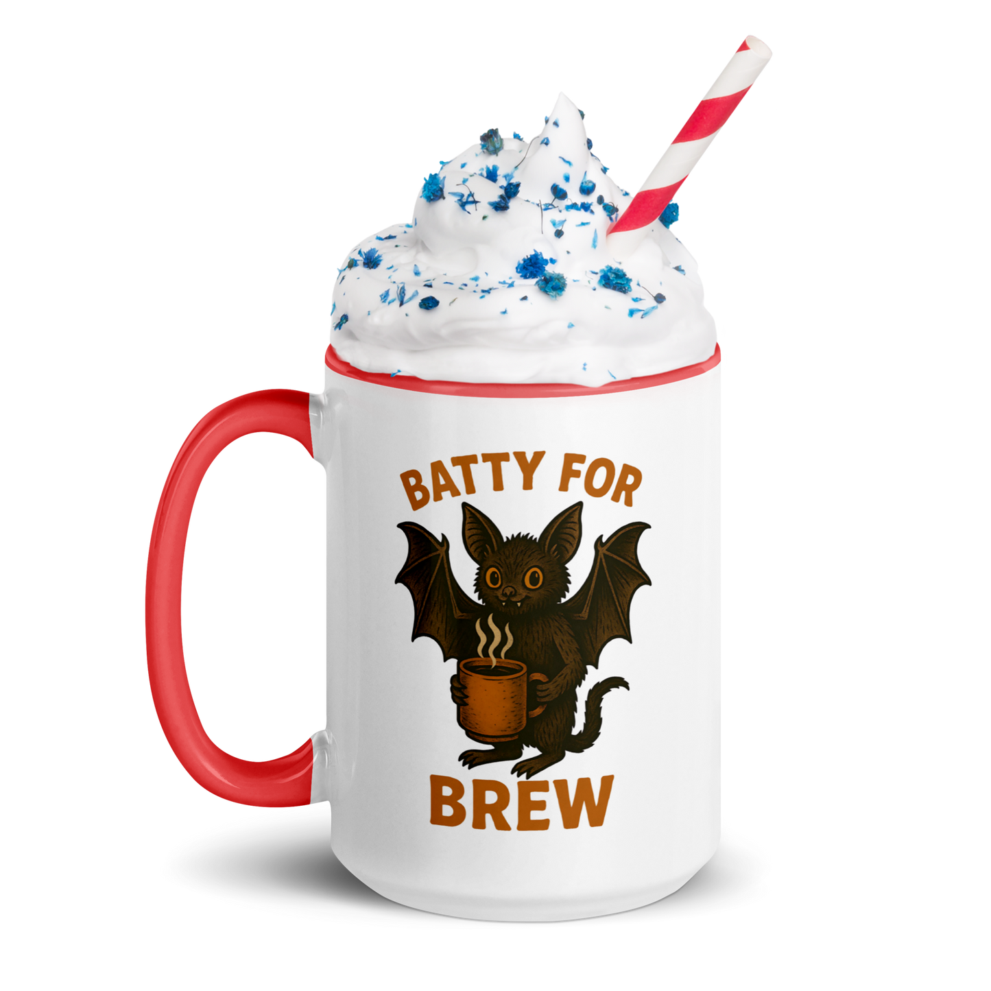 Batty for Brew Color Interior Mug – Halloween Coffee Cup (11oz, 15oz, Multiple Color Options)