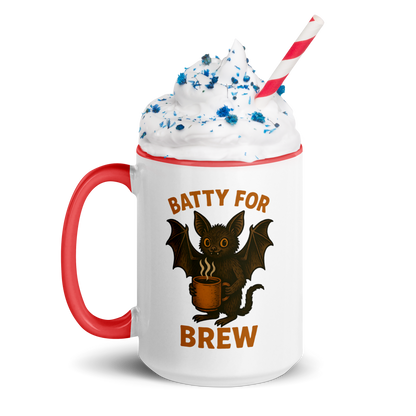 Batty for Brew Color Interior Mug – Halloween Coffee Cup (11oz, 15oz, Multiple Color Options)