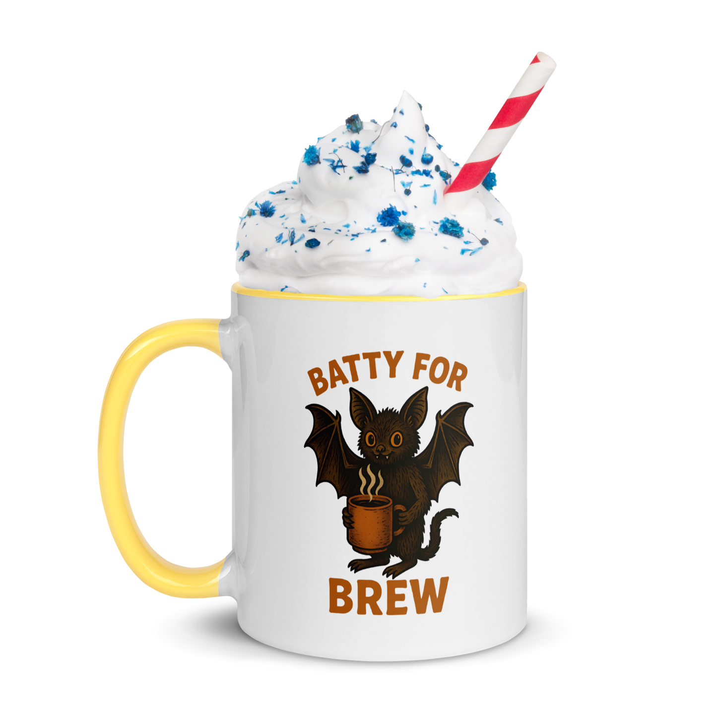 Batty for Brew Color Interior Mug – Halloween Coffee Cup (11oz, 15oz, Multiple Color Options)